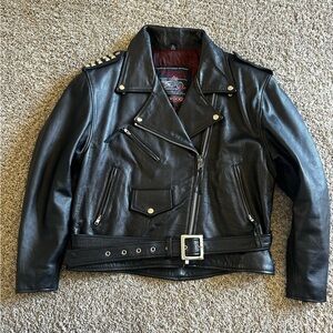 Vintage Leather Motorcycle Jacket - Authentic Jacket from Oakwood Flying Bikes